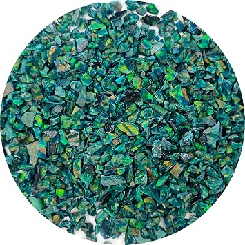 Gryrigns Crushed Created Opal Stone for Wood Inlay Resin Craft Jewelry Making DIY Peacock Green, 2 Grams