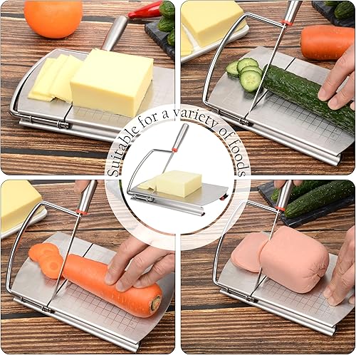 Miniatura 4 de Cortador de queso de acero inoxidable, cortador de queso multiusos con cuchillas para bloque de mantequilla de queso, verduras, salchichas, hierbas