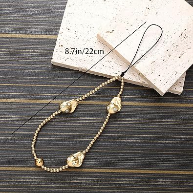Phone Charm Strap Beaded Lanyard Cute Beads Pearl Wristlet Chain