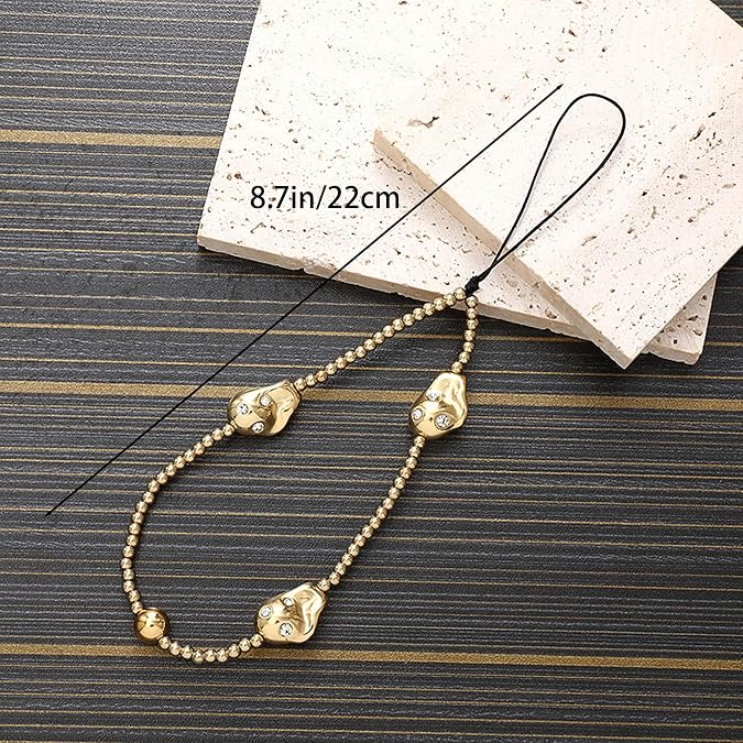 Phone Charm Strap Beaded Lanyard Cute Beads Pearl Wristlet Chain
