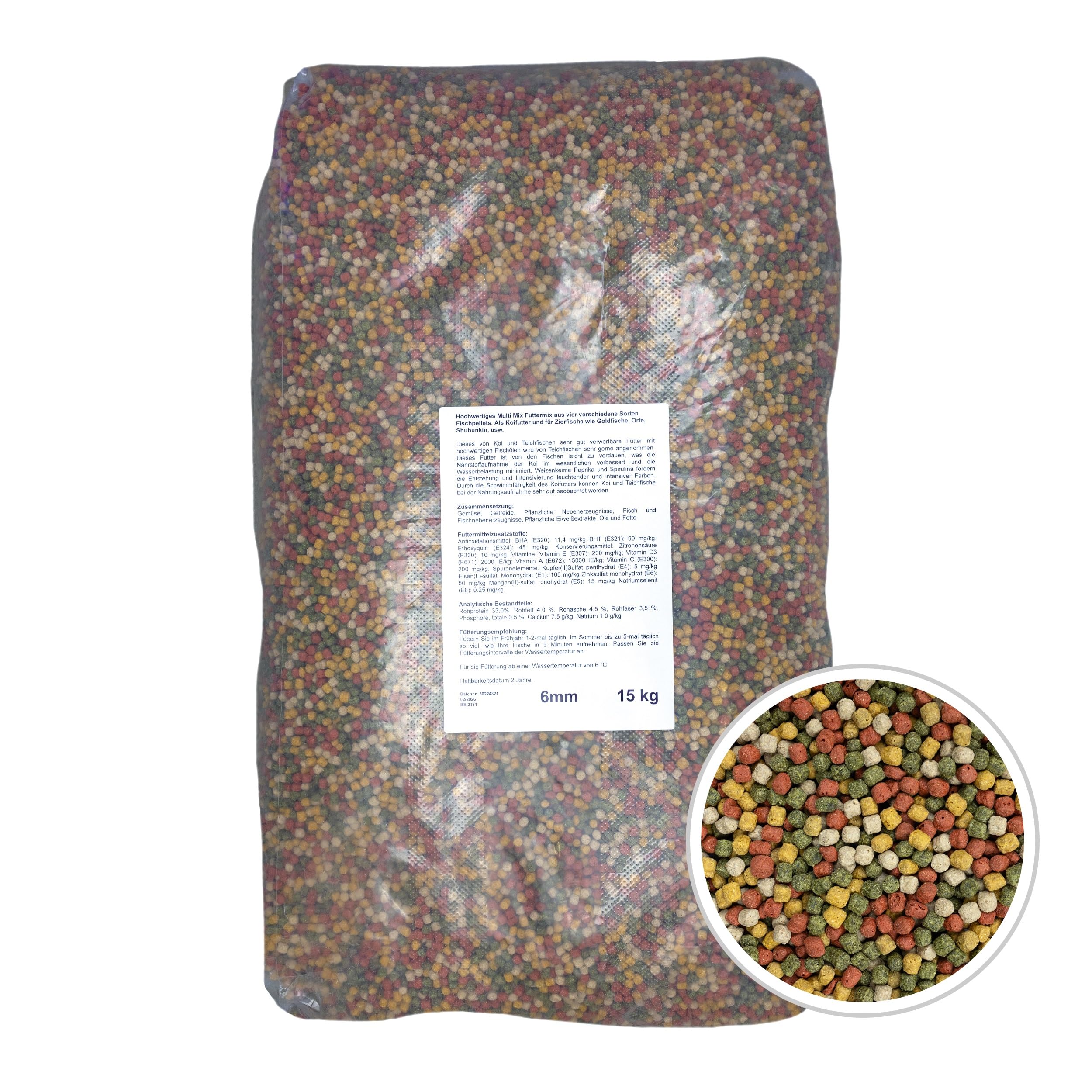 Koi Herdecke - Mezcla de 15 kg de alimento para peces Koi's | Pellets flotantes de 6 mm | Adecuado para peces ornamentales - Peces de colores - Orfe - Shubunkin | Paquete de 15 kilos