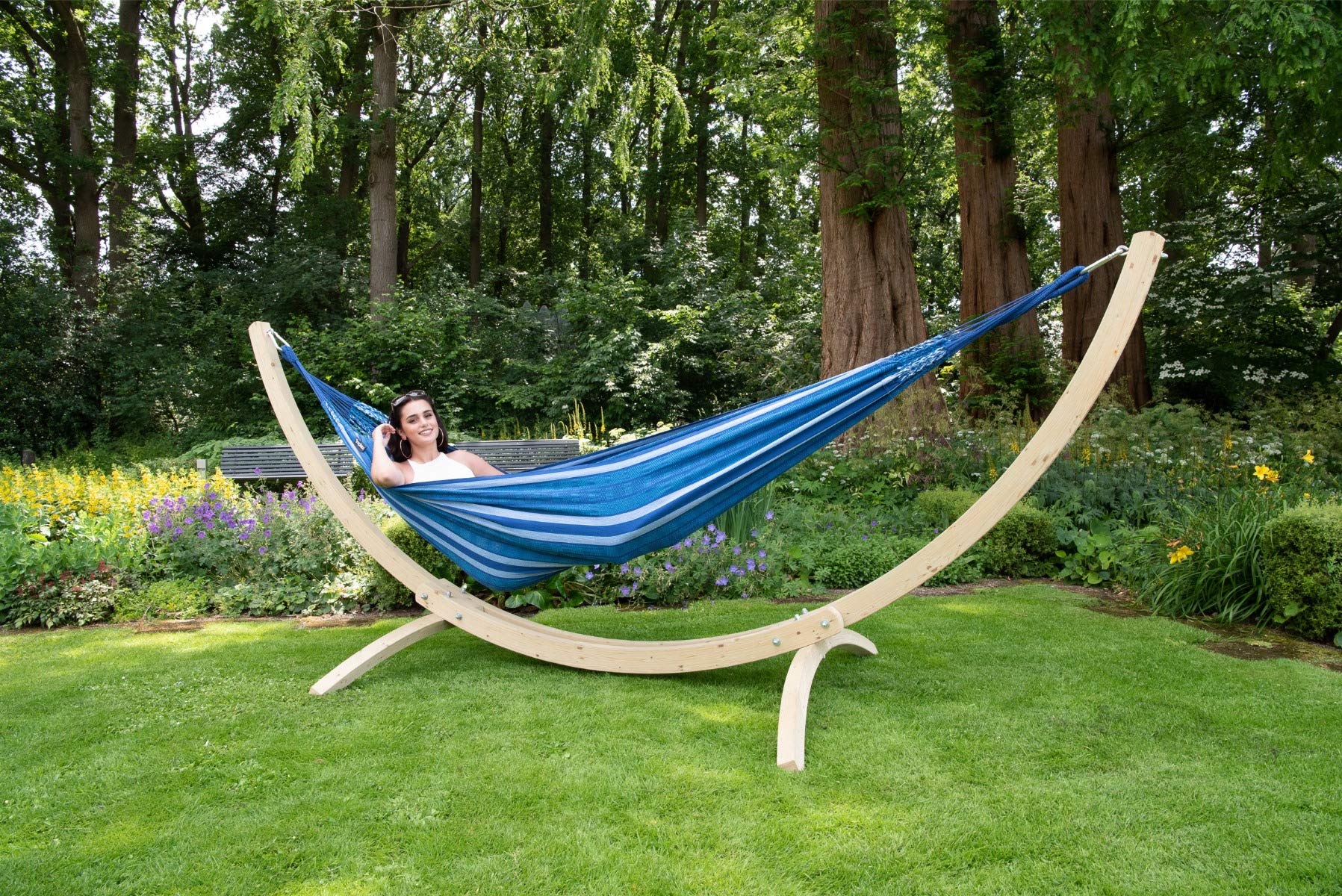 Tropilex Hamaca individual de América del Sur, hecha a mano, comercio justo, 8 estilos y 10 colores a elegir, flexible y resistente, perfecta para el jardín, camping y viajes