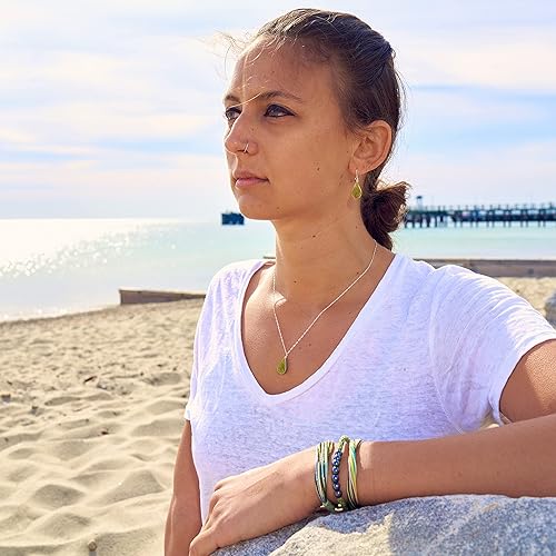 Miniatura 6 de Mint Green String Bracelet for Women Handmade Adjustable Surfer Knotted Fiber Pull Cord Woven Metallic Silver Thread Rope Jewelry by Rumi Sumaq