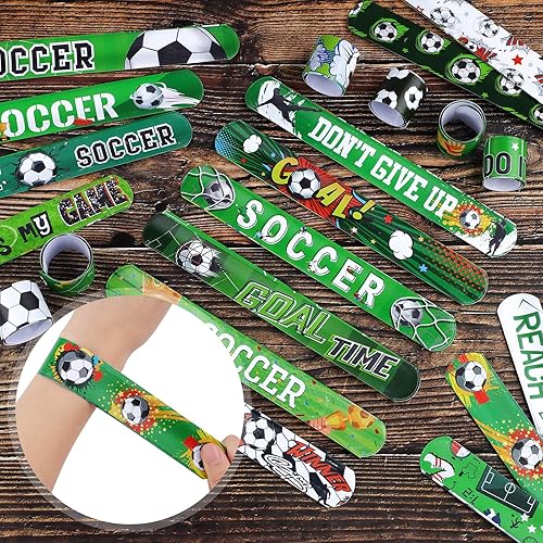 Miniatura 4 de durony 48 pulseras de fútbol a presión, pulseras deportivas para fiestas de fútbol, premios de aula, regalos de cumpleaños, tema de fútbol