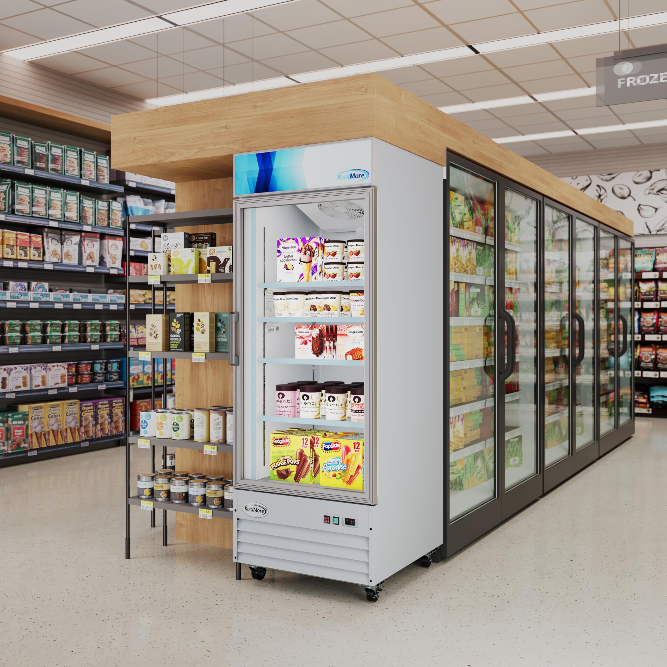 KoolMore 31 In. Commercial One Glass Door Display Upright Freezer Merchandiser In White 23 Cu. Ft. (Mdf-1gd-23c-Wh) on Fridge.com - View 4