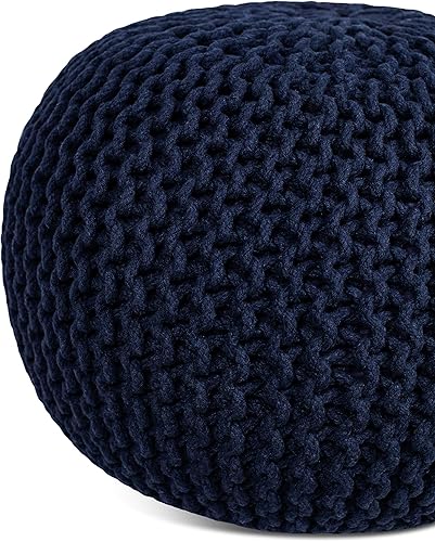 Miniatura 102 de BIRDROCK HOME Puf otomano redondo | Taburete redondo trenzado de algodón | Dormitorio y sala de estar Poof | Otomana bohemia verde salvia | Puf