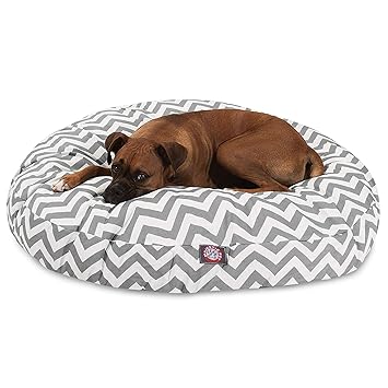 Gray Chevron Large Round Indoor Outdoor Pet Dog Bed With Removable Washable Cover By Majestic Pet Products