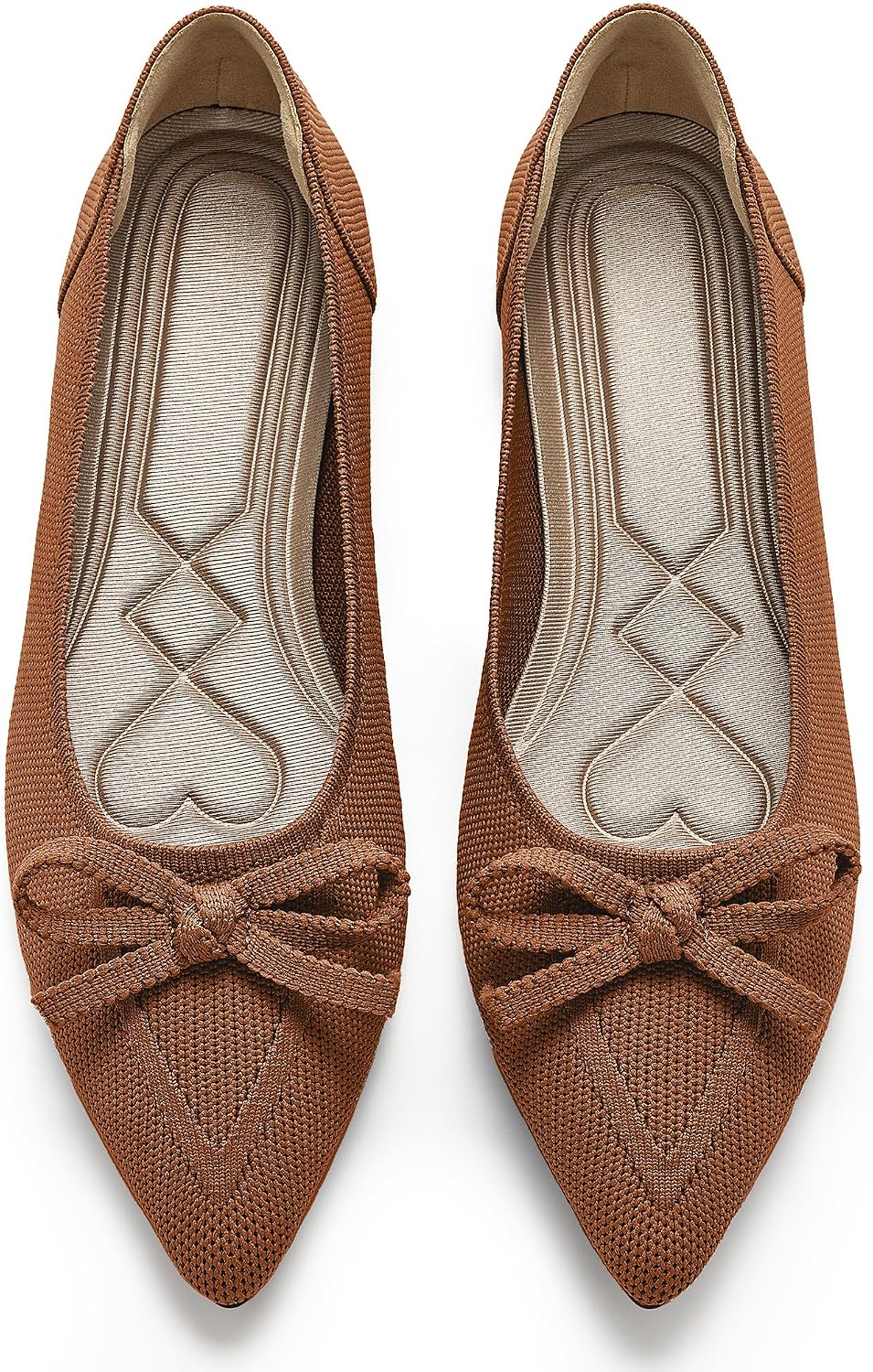 Ablanczoom Ballet Flats Shoes for Women: Dressy Pointed Toe Bow Knit Flats Comfortable Slip On Work Business Casual Shoes