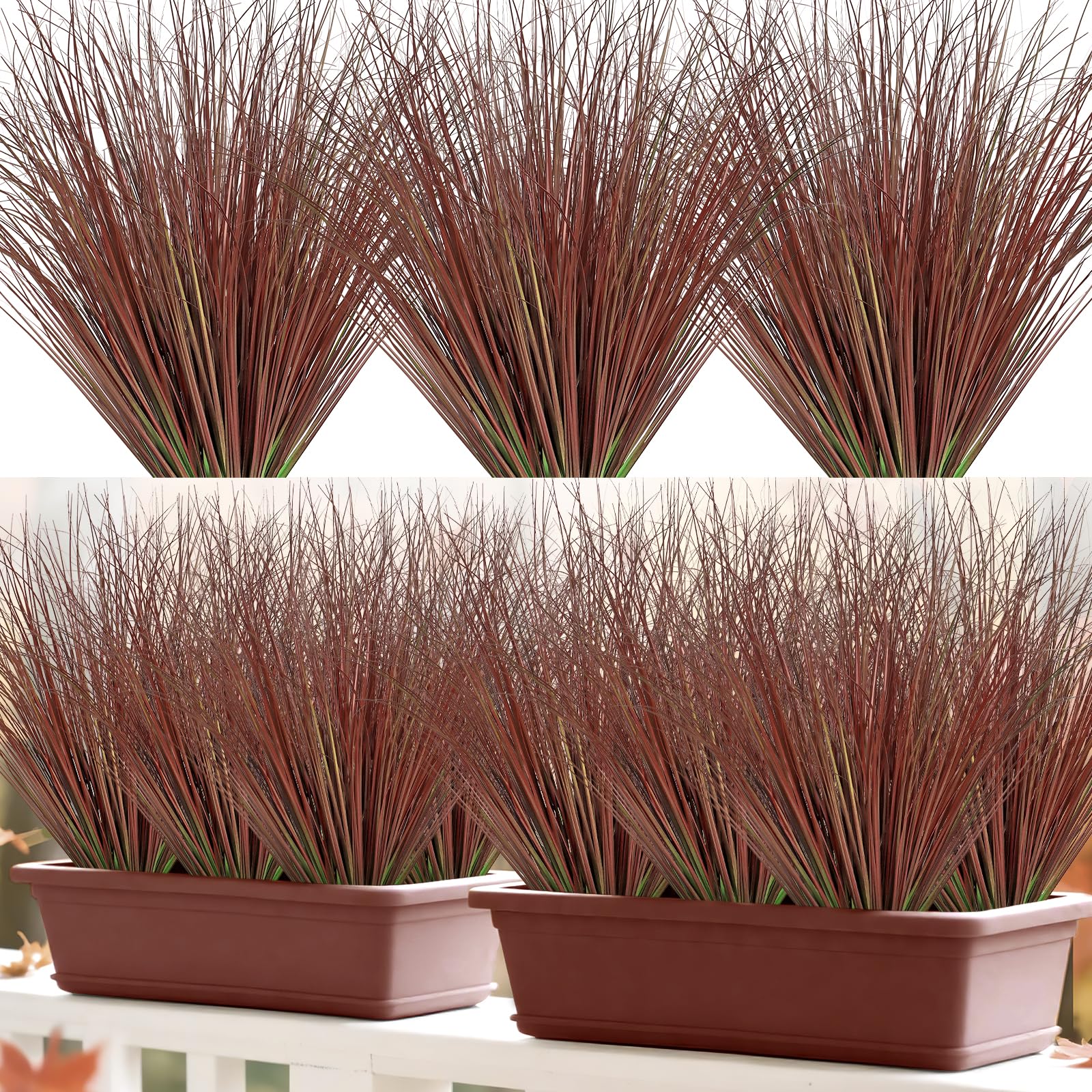 UXORSN 24 Bundles Red Artificial Onion Grass