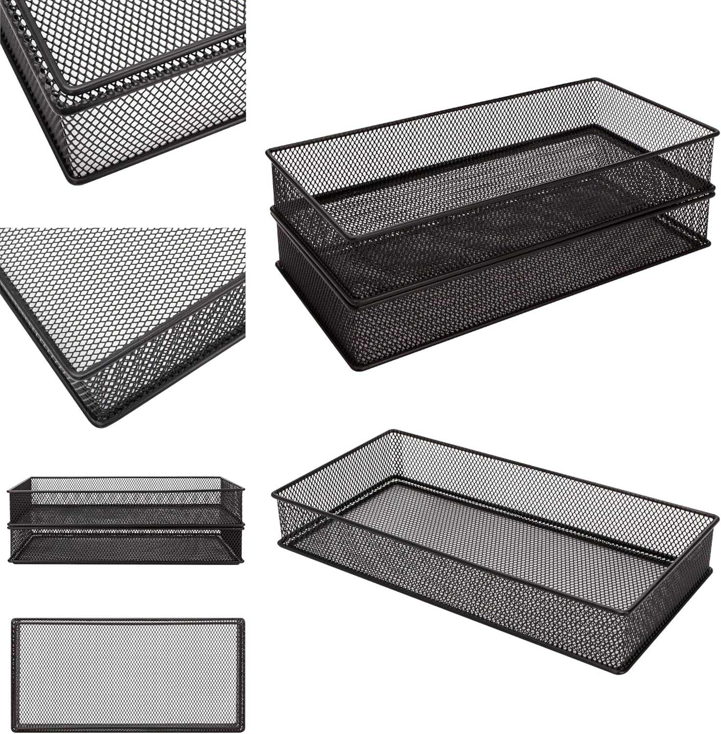 Condition photo showing Good Condition for Annova Mesh Stackable Drawer Cabinet and Shelf Organizer Bins Storage Basket School Office Supply Holder Tray- Set of 2 (Black, 6x12x2 Inch) 6x12x2 Inch Black