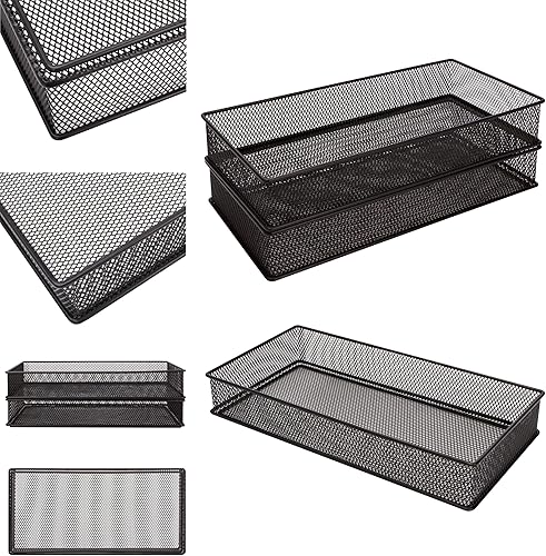 Miniatura 3 de Annova Organizador de cajones y estantes apilables de malla, canasta de almacenamiento, bandeja para suministros escolares y de oficina, juego de 2