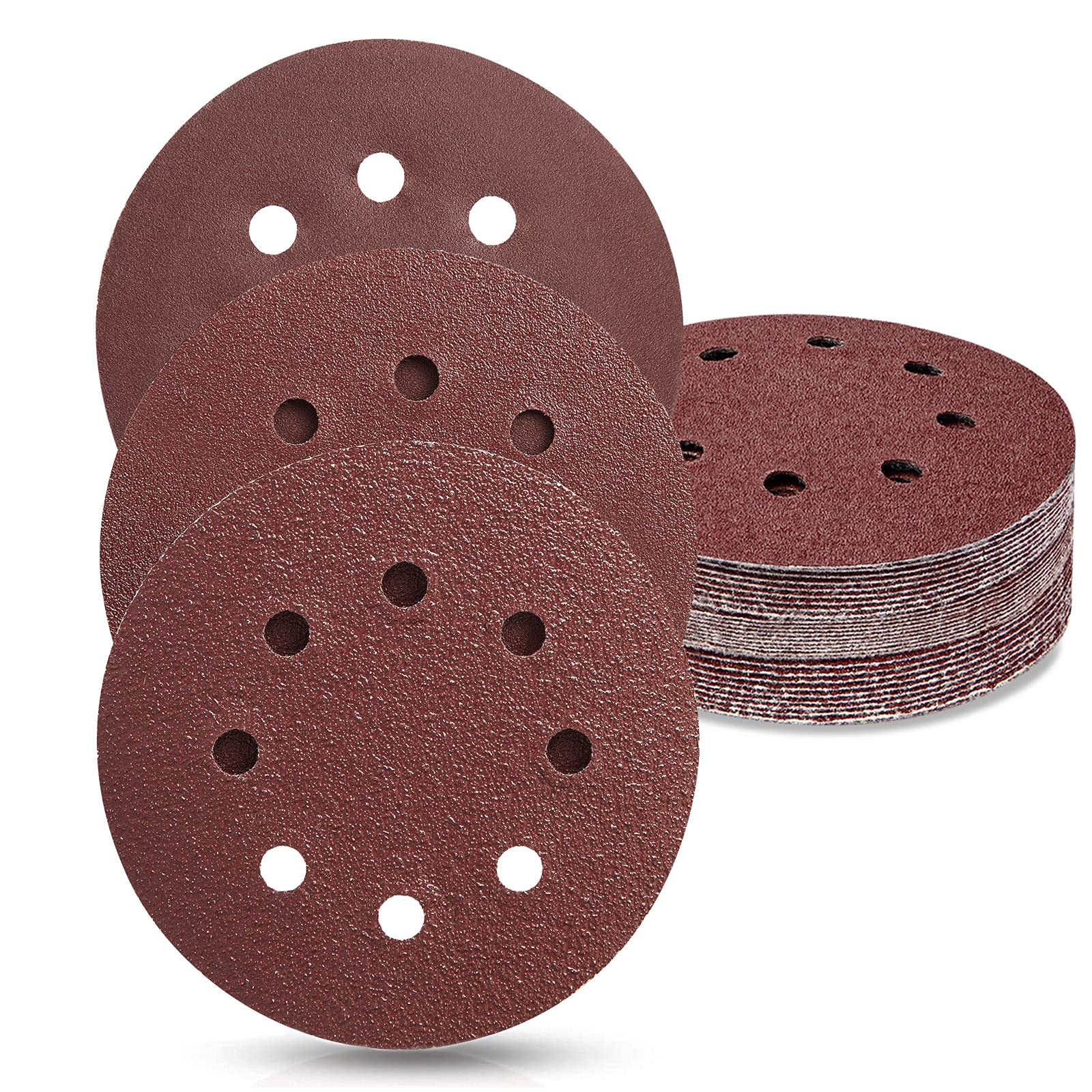 Smaluck 30 Packs 40-180 Grits Sanding Discs Hook And Loop Mixed Grit, 8 Hole 125Mm Round Sandpaper Pads Set Compatible With Random Orbital Sander