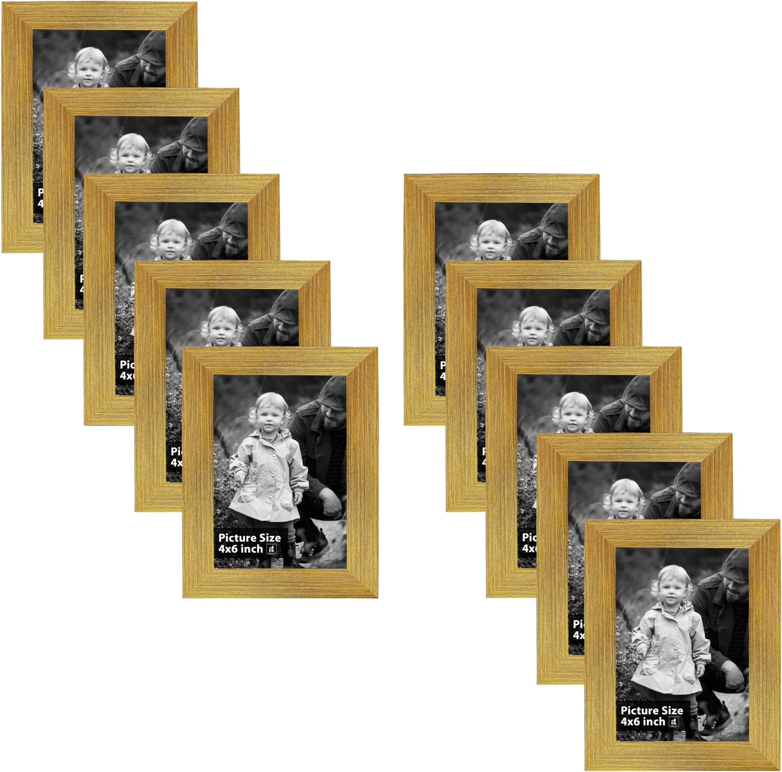 Art Street Set of 10 Individual Wall Photo Frame Golden 4x6 Inches, Picture Frames for Home and Office decorationwith Free Hanging Accessories