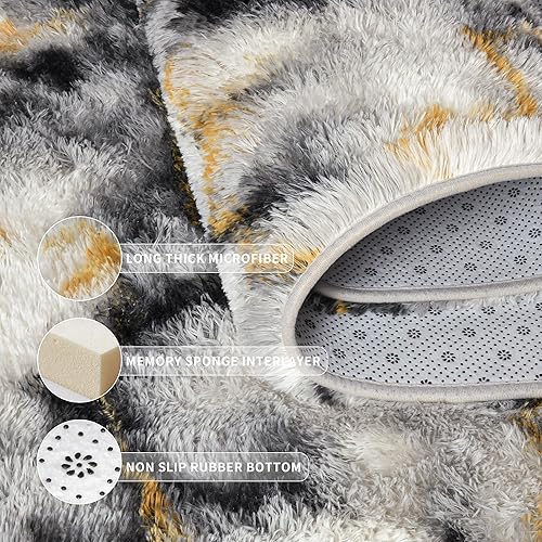 Miniatura 102 de Tepook - Alfombra súper suave y peluda para dormitorio, alfombras modernas peludas para niños para sala de estar, alfombra de felpa