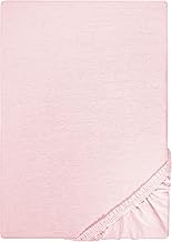 biberna Jersey Fitted Sheet 0077155 (Mattress Height Max. 22 cm) 1 x 140 x 200 cm > 160 x 200 cm, Light Pink