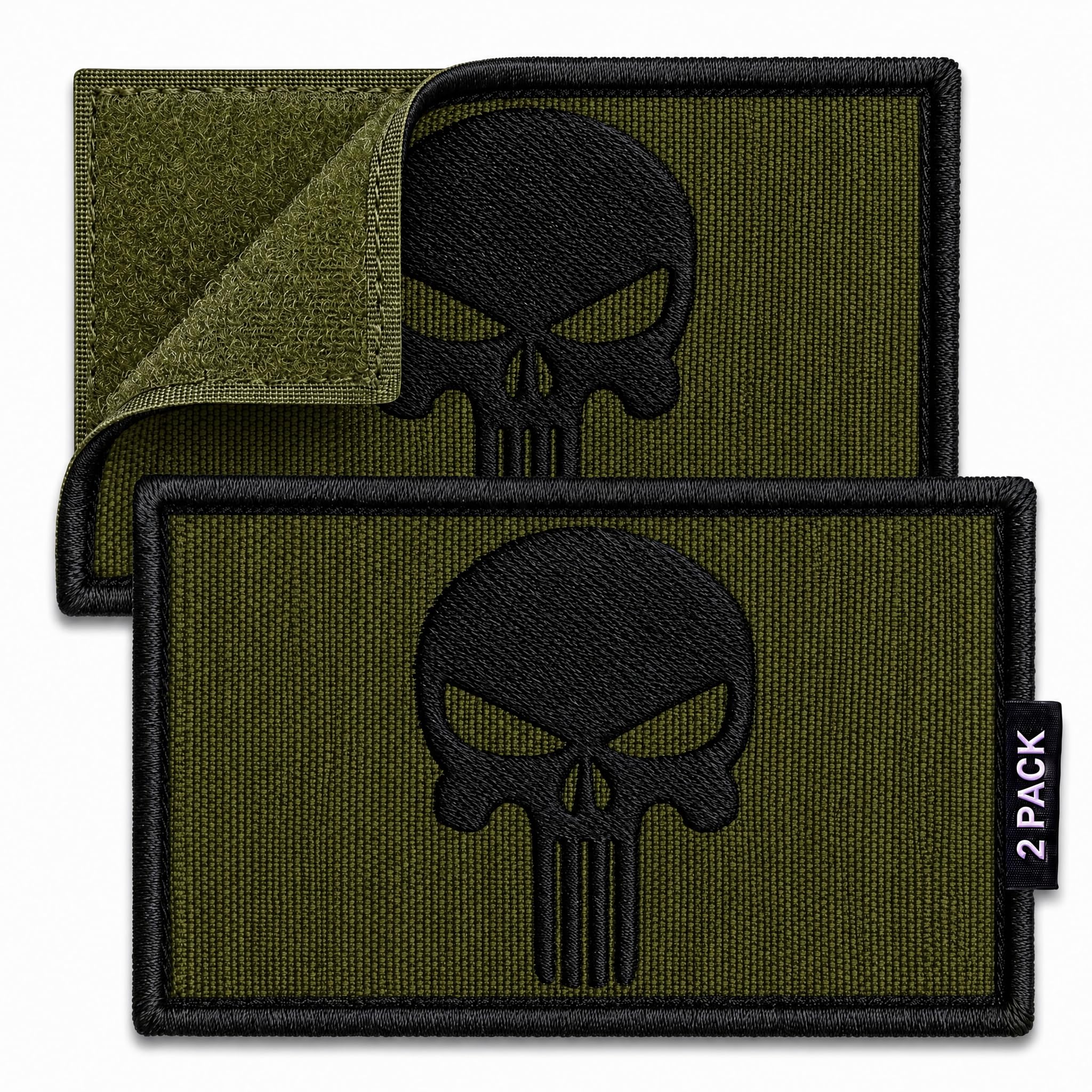 Amazon.com: Bluyellow Olive Green Skull Hook and Loop Tactical