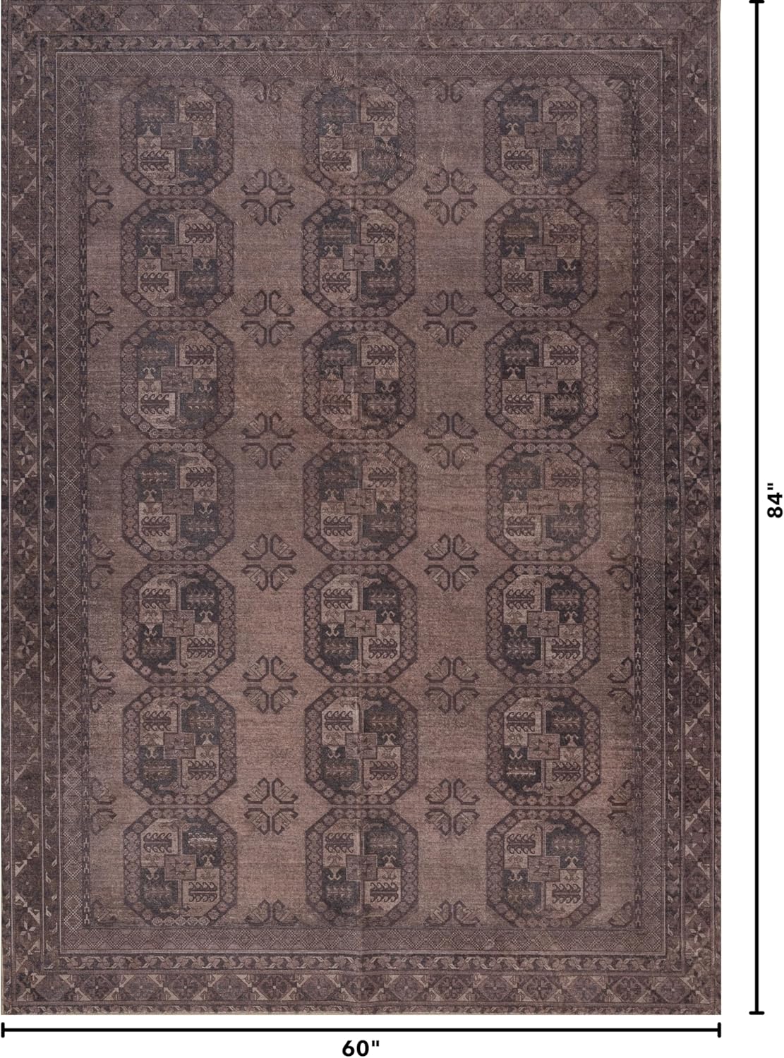 Kuden 5x7 Area Rug, Machine Washable Area Rug with Non-Slip Backing, Vintage Style, Soft, Easy Clean, Low Pile Rug for Living Room, Bedroom, Dining Room