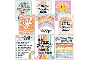 Hadley Designs 9 Retro Classroom Decor - Welcome Sign Motivational Posters For...