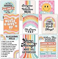 Vista 1 de Hadley Designs Póster motivacional para decoración de aula, 9 pósteres de aula de mentalidad de crecimiento, decoración de pared inspiradora