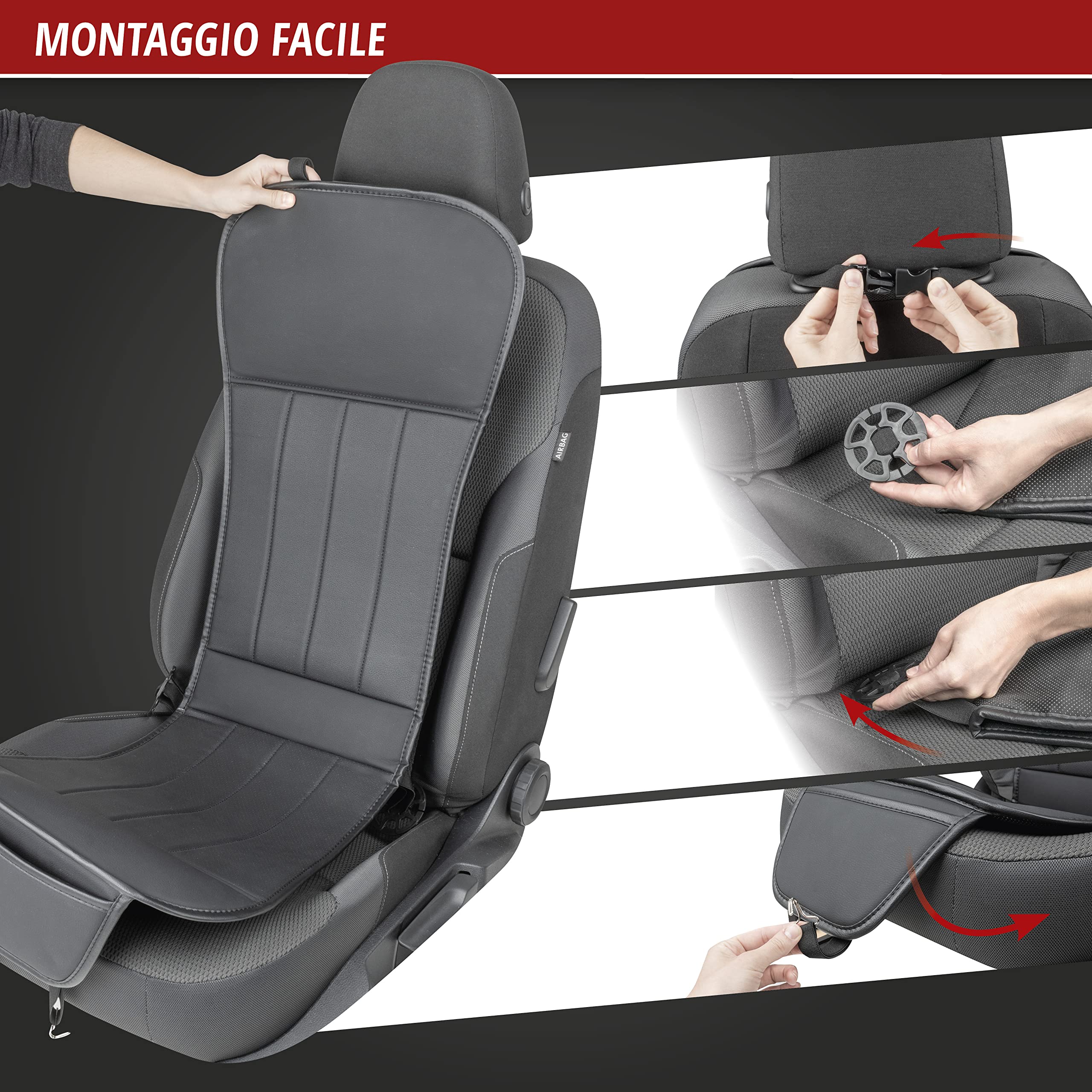 Walser coprisedile auto Lewis, coprisedile auto universale nero, rivestimento veicolo, protettore sedili anteriori, rivestimento veicolo, copertura camion