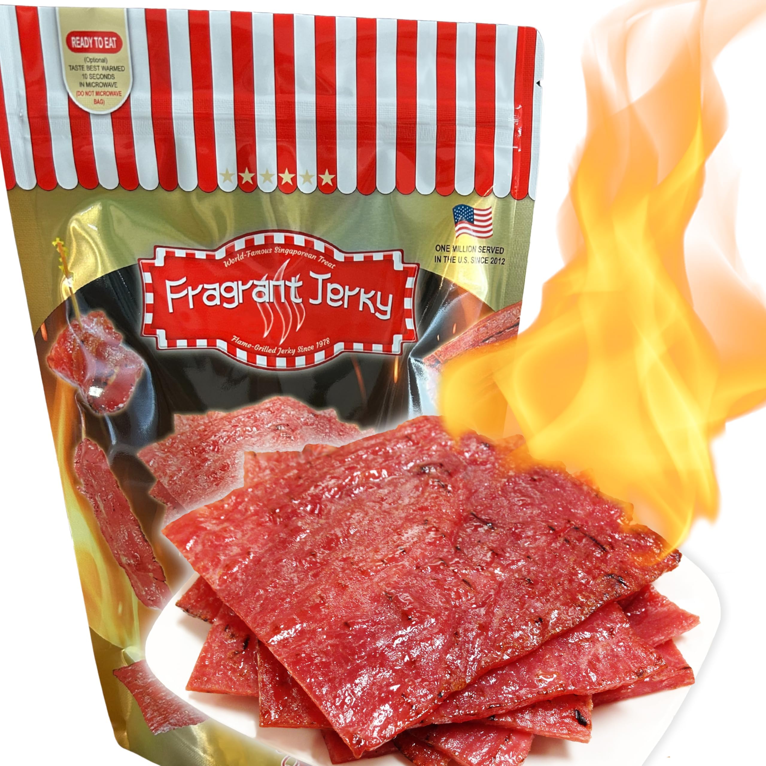 Singapore Street Food, Fire-Grilled Pork Jerky (Original Flavor 8oz) *Fresh Grilled to Order *Shipped the Same Day *L.A. Times "Handmade Gift" Winner