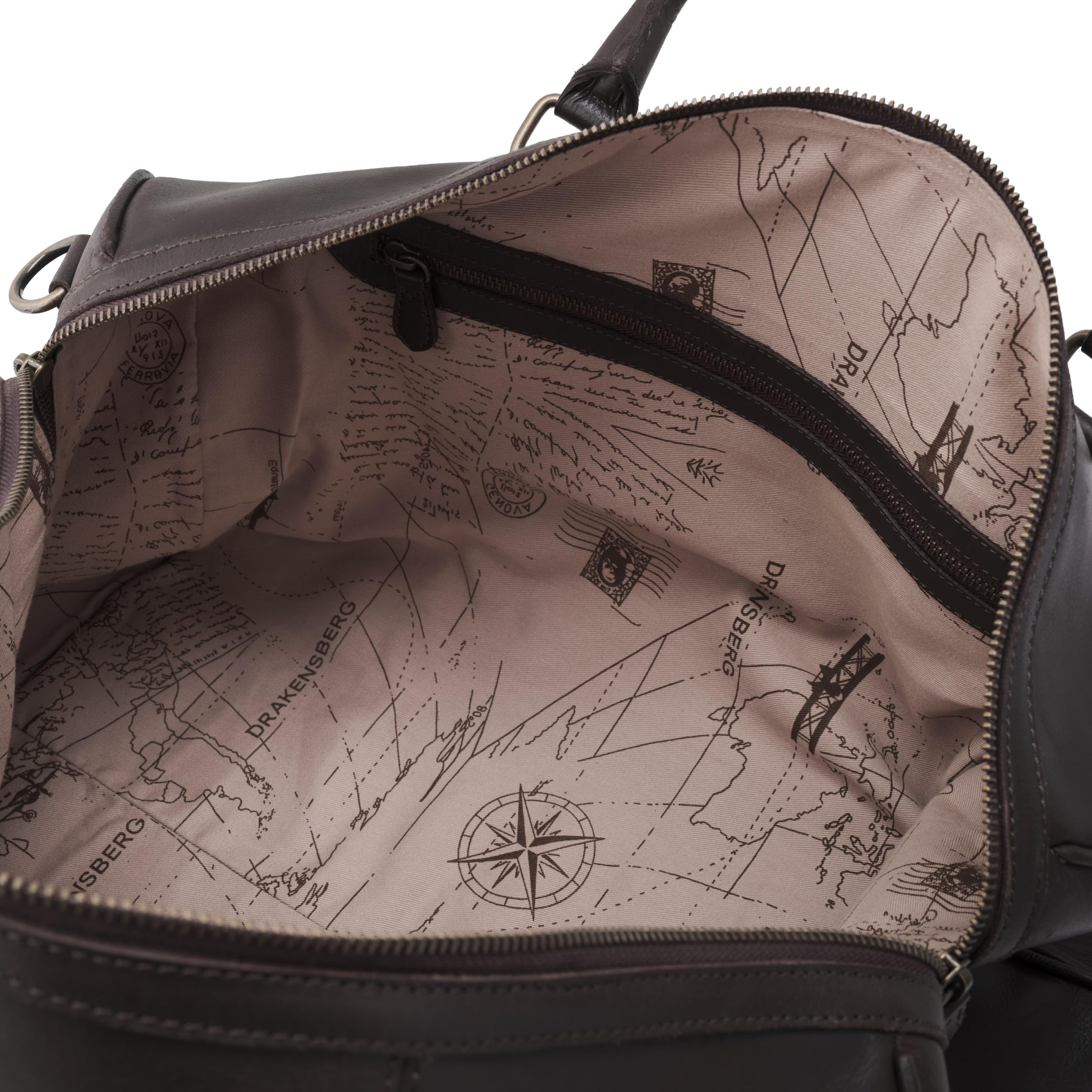 DRAKENSBERG Leder Weekender 'Mitch' 46cm Reisetasche Handgepäck 25L Kaffee-Braun