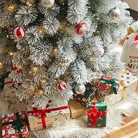 Vista 17 de Glitzhome Prelit Christmas Tree, 6ft Flocked Artificial Christmas Tree Serene Snowscape Fir with 300 Warm White Lights for Home, Office, Party