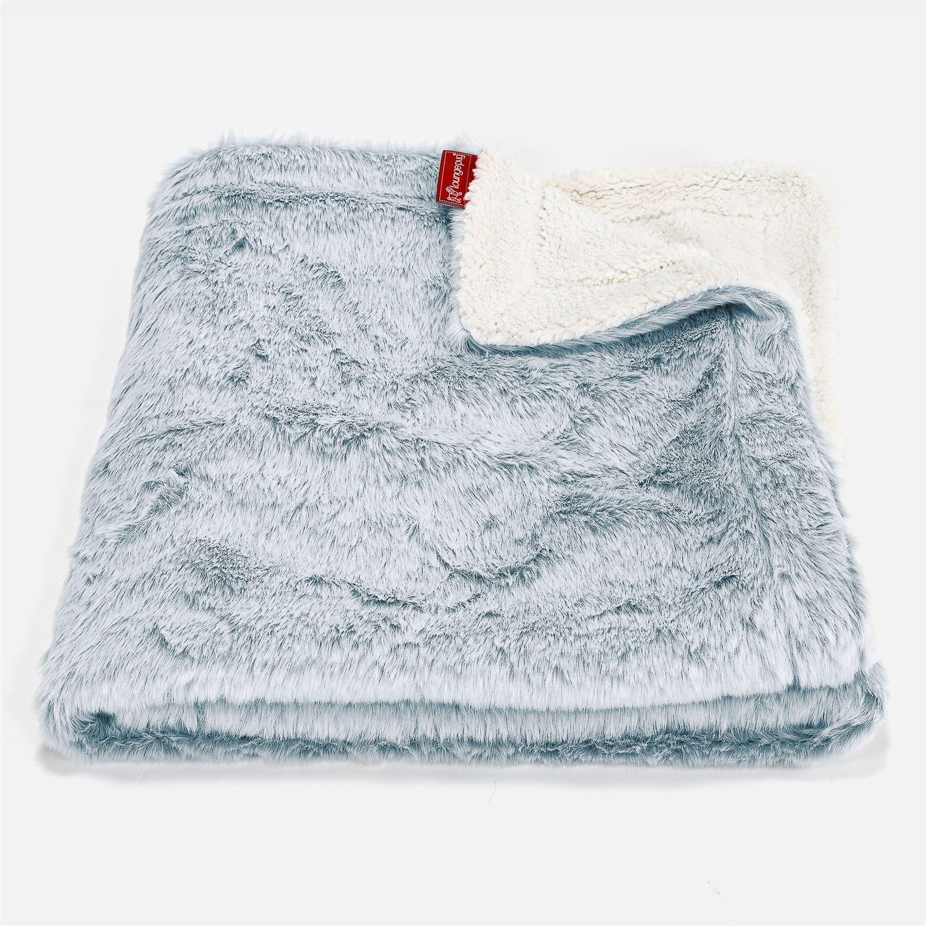 Lounge Pug - Faux Rabbit FUR - Sherpa THROW/BLANKET - DUSTY BLUE