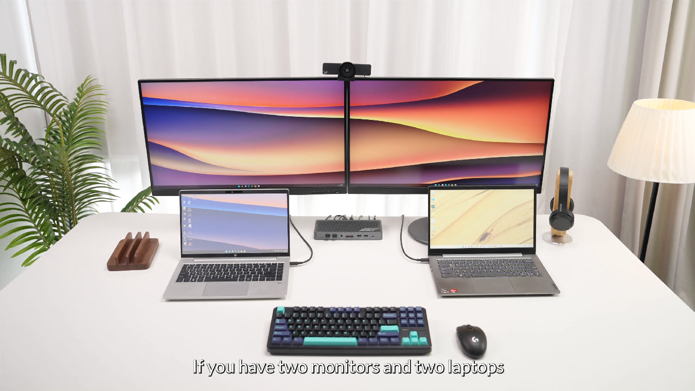 Docking Station KVM Dual Monitor Per Laptop E Desktop - Switch 2 Computer, 4K@60Hz, 65W Ricarica