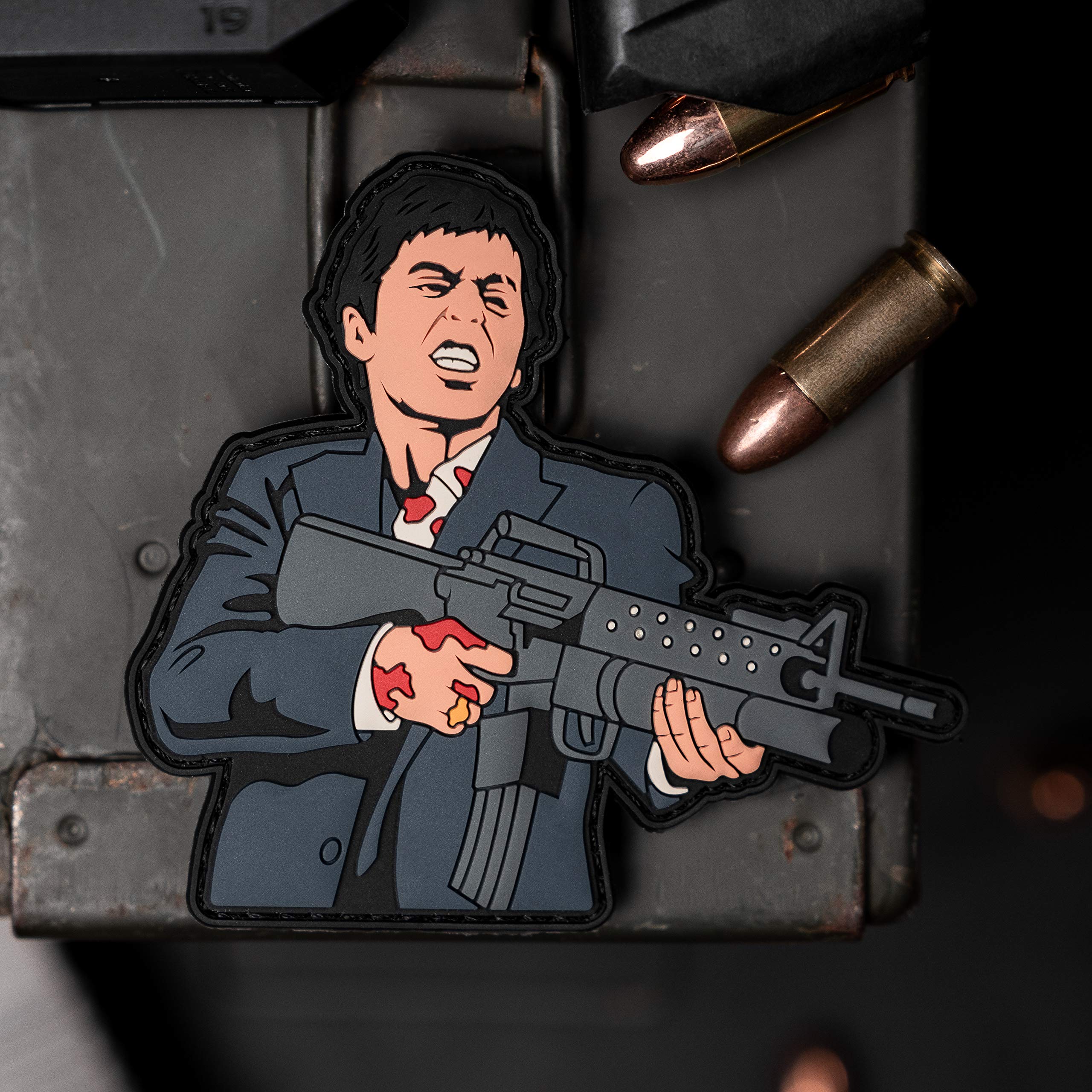 Scarface Say Hello to My Little Friend PVC Rubber Morale Patch, Hook Backed Morale Patch by NEO Tactical Gear