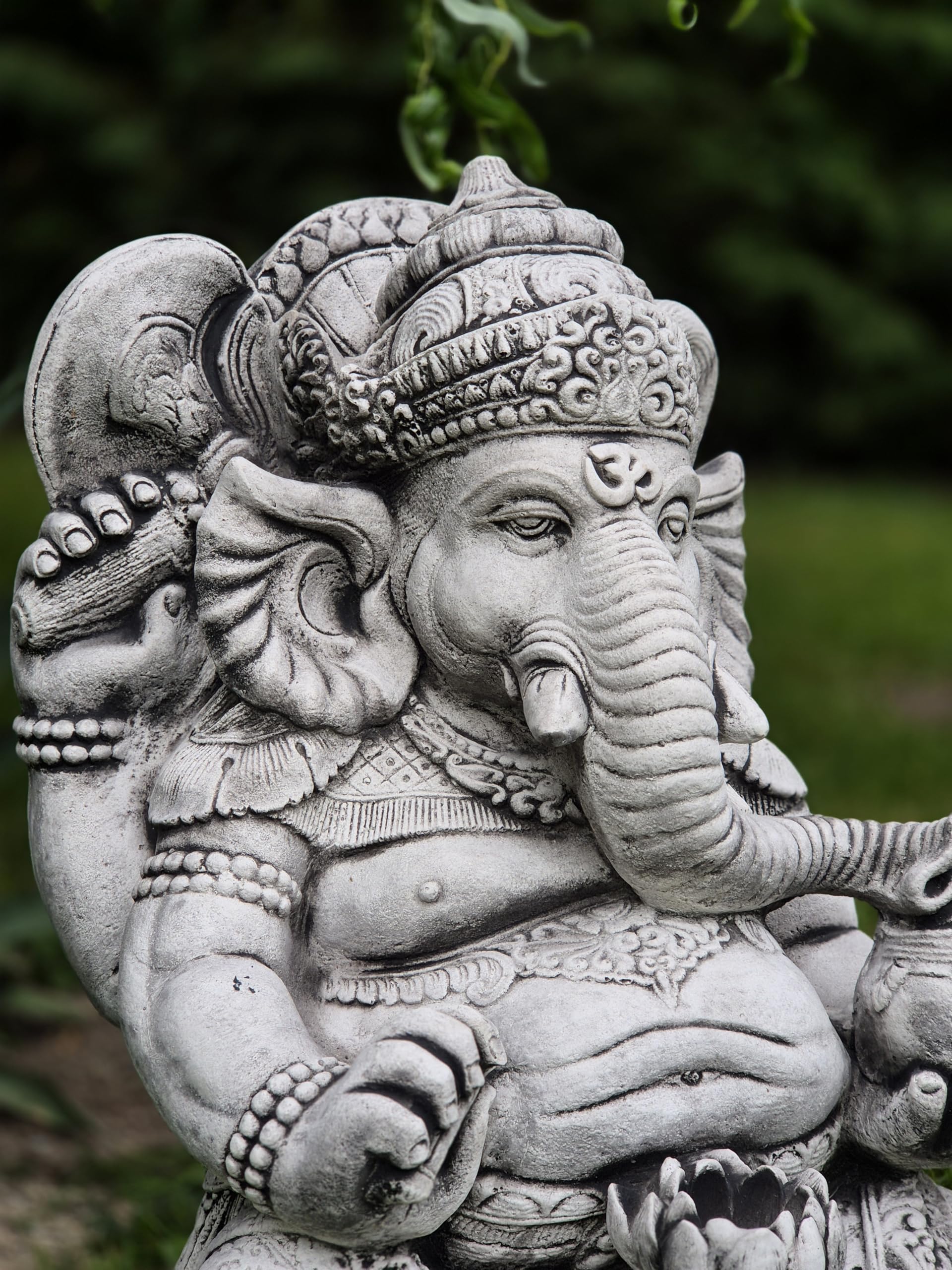 FABRIQ Große Ganesha Steinfigur 62 cm – 57 kg – Steinguss Buddha Elefant – Wetterfest & frostbeständig