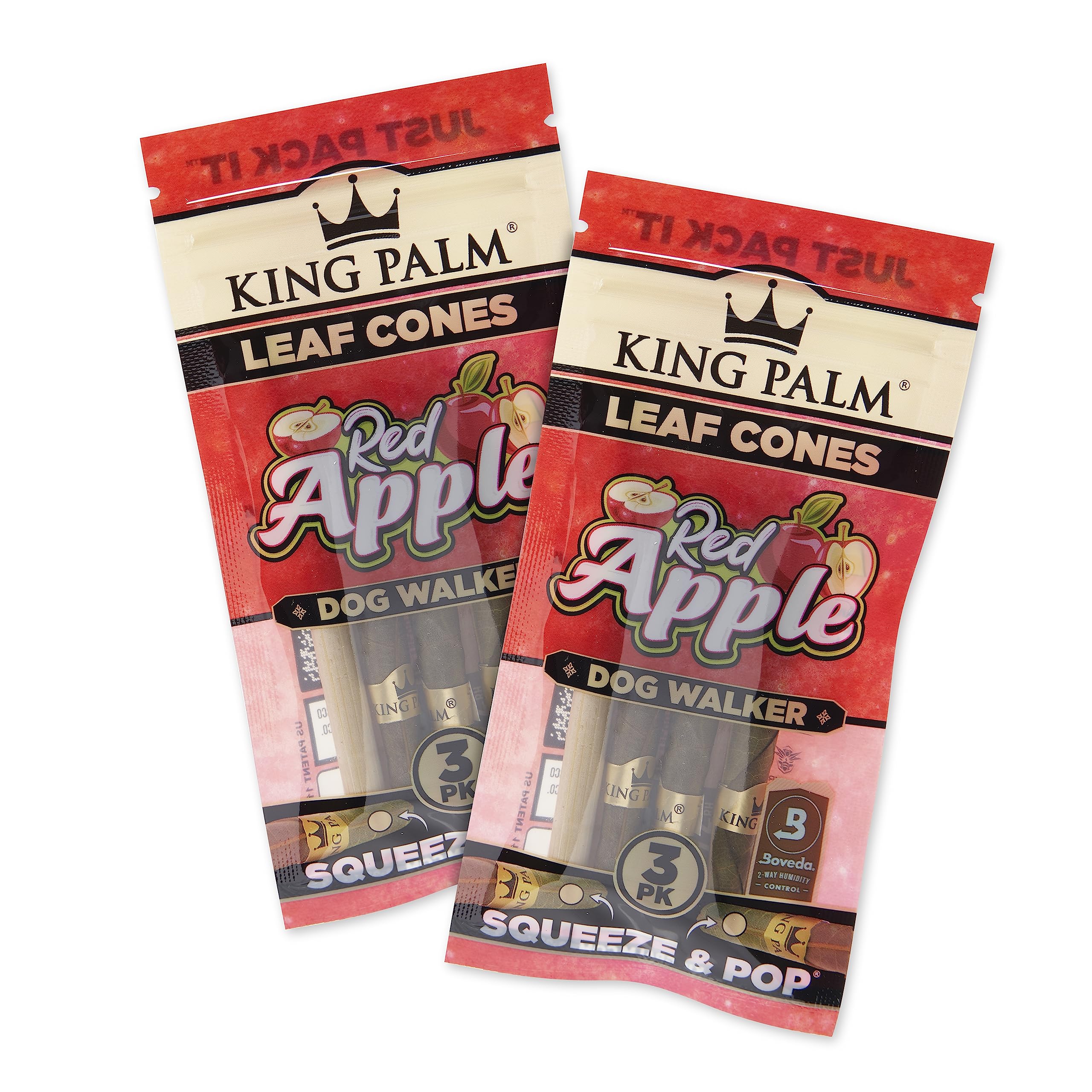 KING PALMPrerolled Cones with Filter Tips - All Natrual Pre Rolled Wrap - Organic Palm Leaf Preroll Cone - 3 Cones per Pack, 2 Packs - (Red Apple, Dogwalker)