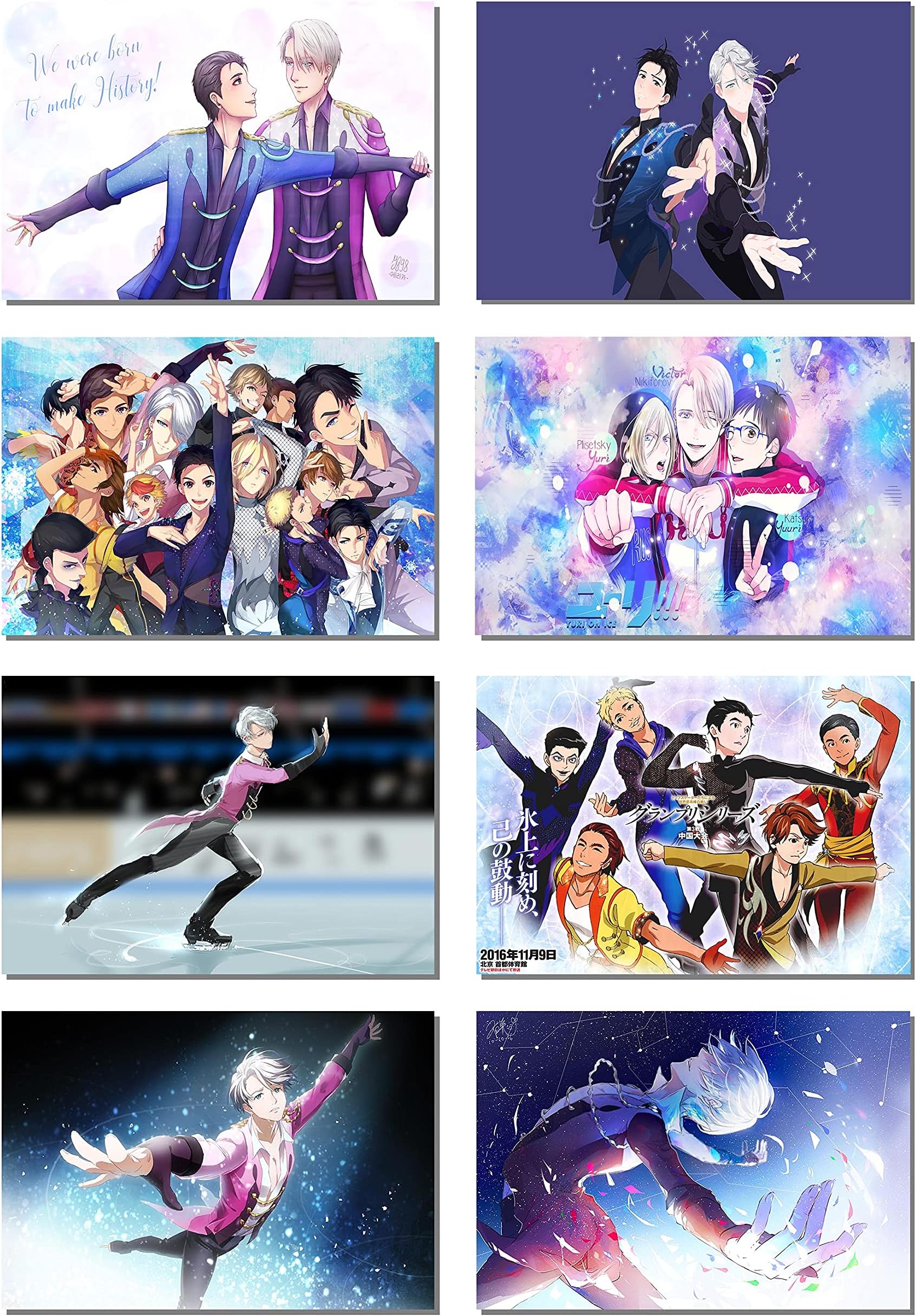 Yuri on ICE Poster Japan Anime Comic Cartoon Poster HD Art Prints for Home Wall Decor-8Pcs A3 Size (11.5x16.5 inches) (Yuri on ICE)