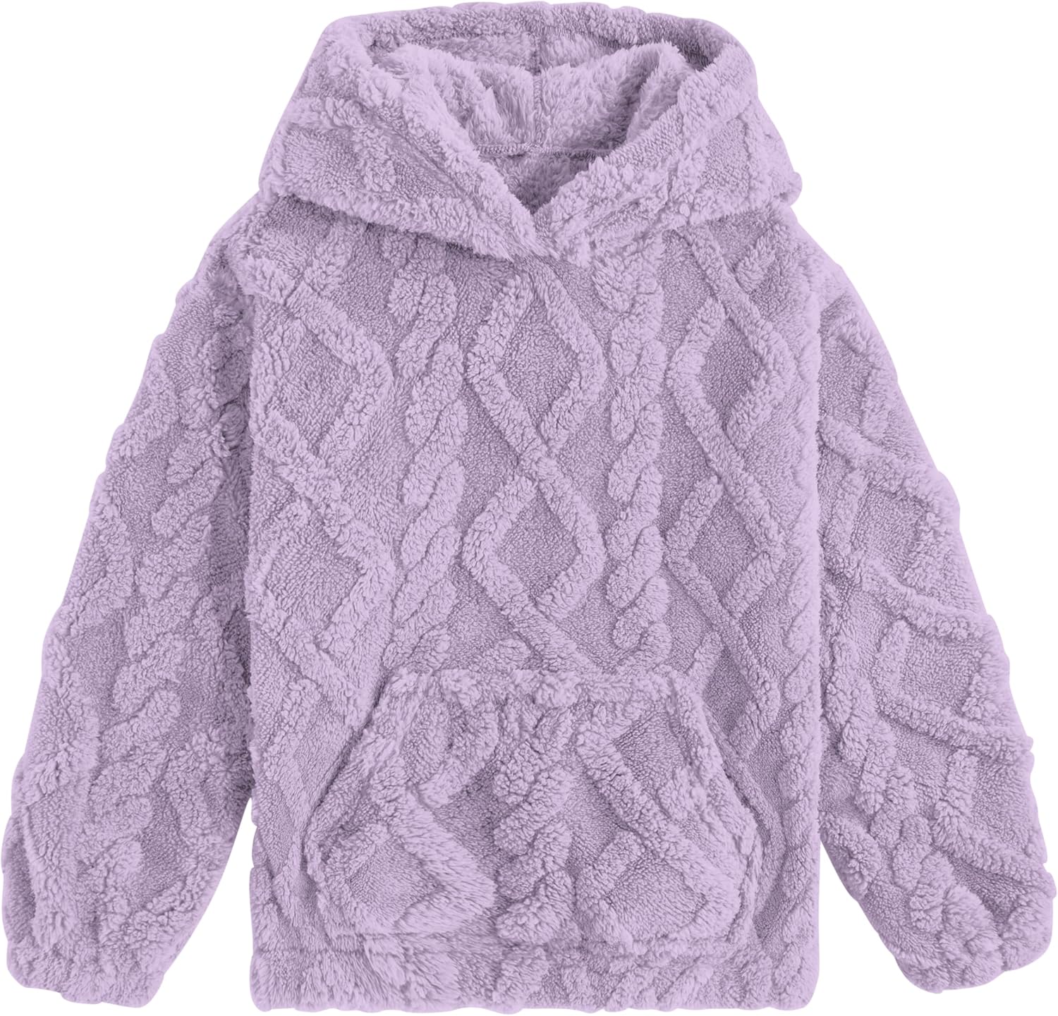 TUONROAD Girls Fuzzy Fleece Hoodies Cable Knit Warm Sherpa Pullover Sweatshirt with Pockets 6-13 Years