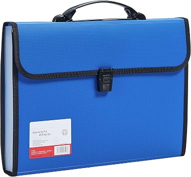 JIZISO Legal Size 13 Pocket Accordian File Organizer Expanding File Folder for FC A4 Paper, Briefcase File Case with Durable Handle & Buckle Closure for School Home & Business Blue-2
