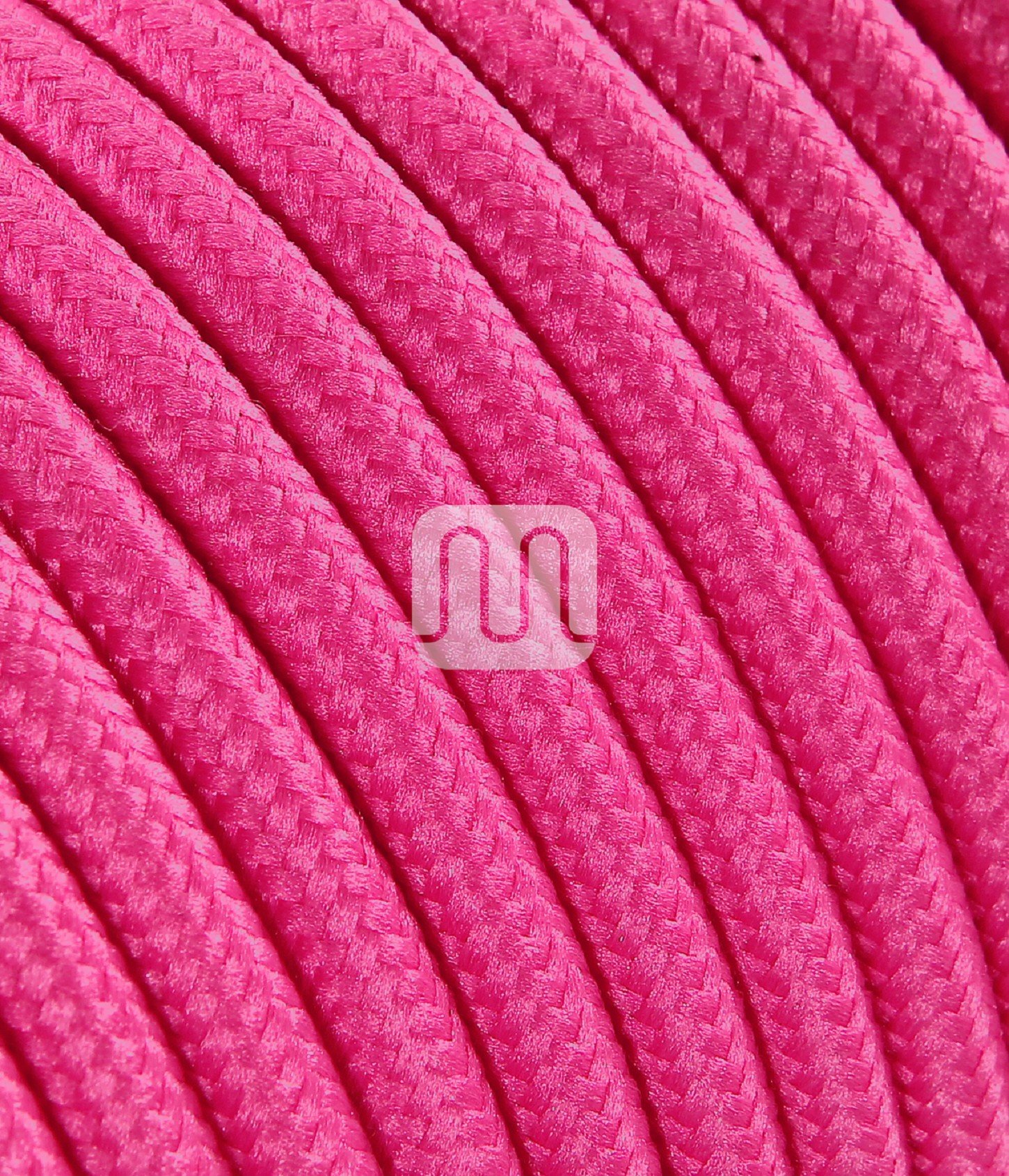 Cavo elettrico tondo rivestito in tessuto colorato per lampadari, lampade, abat jour. .Matassa da 50mt 2x0,75 Colore Fucsia