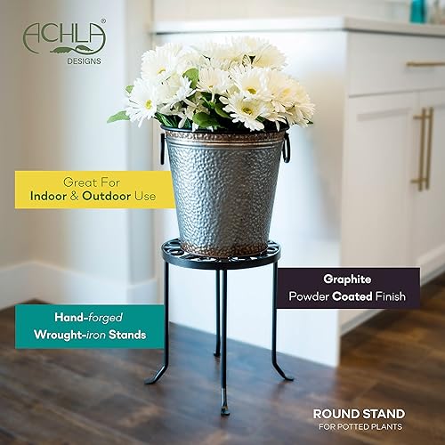 Miniatura 8 de Achla Designs VTT-01 - Soporte redondo para plantas de hierro forjado color grafito