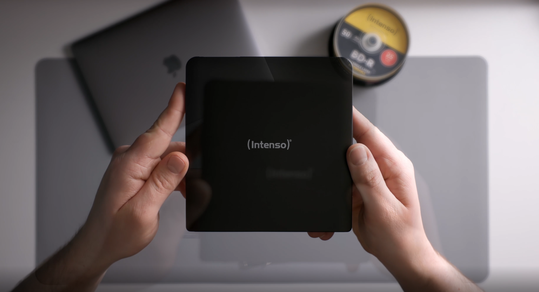 Intenso Grabadora Externa de CD/DVD EOD 400D Slim USB 3.2 para Ordenador portátil, PC, iMac, MacBook, Windows, MacOS, Incluye Software de grabación Ashampoo Burning Studio, Color Negro