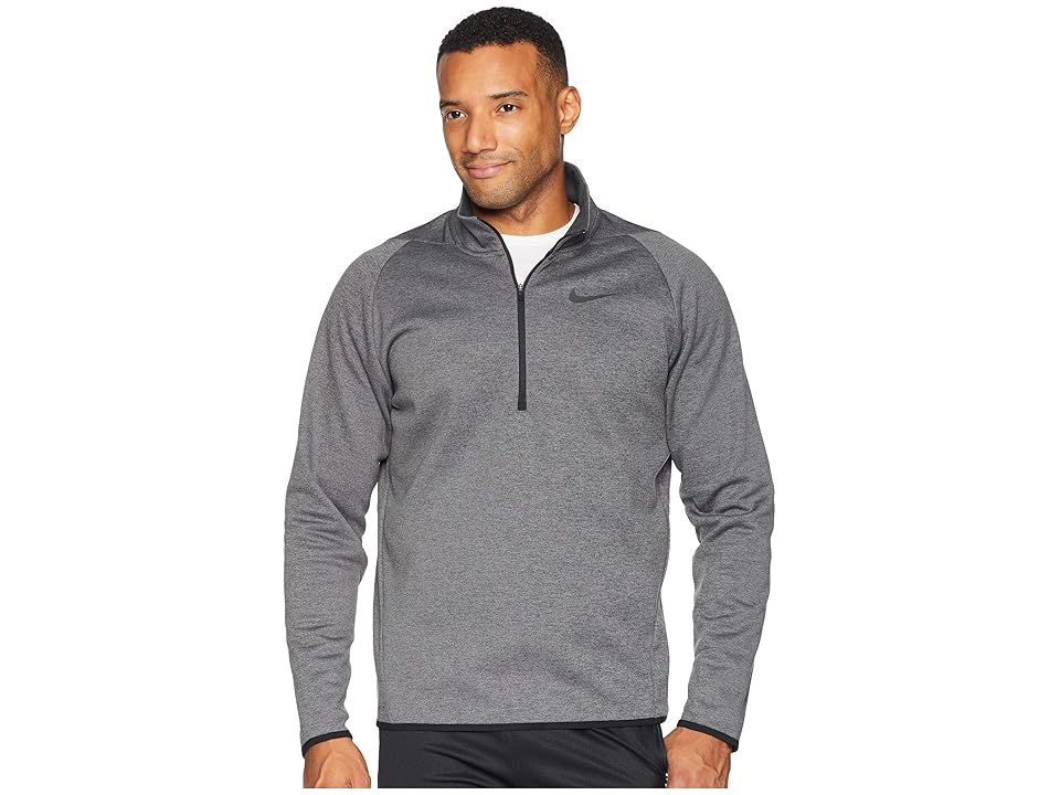 

Nike Thermal Top Long Sleeve 1/4 Zip (Charcoal Heather/Black) Men's Clothing