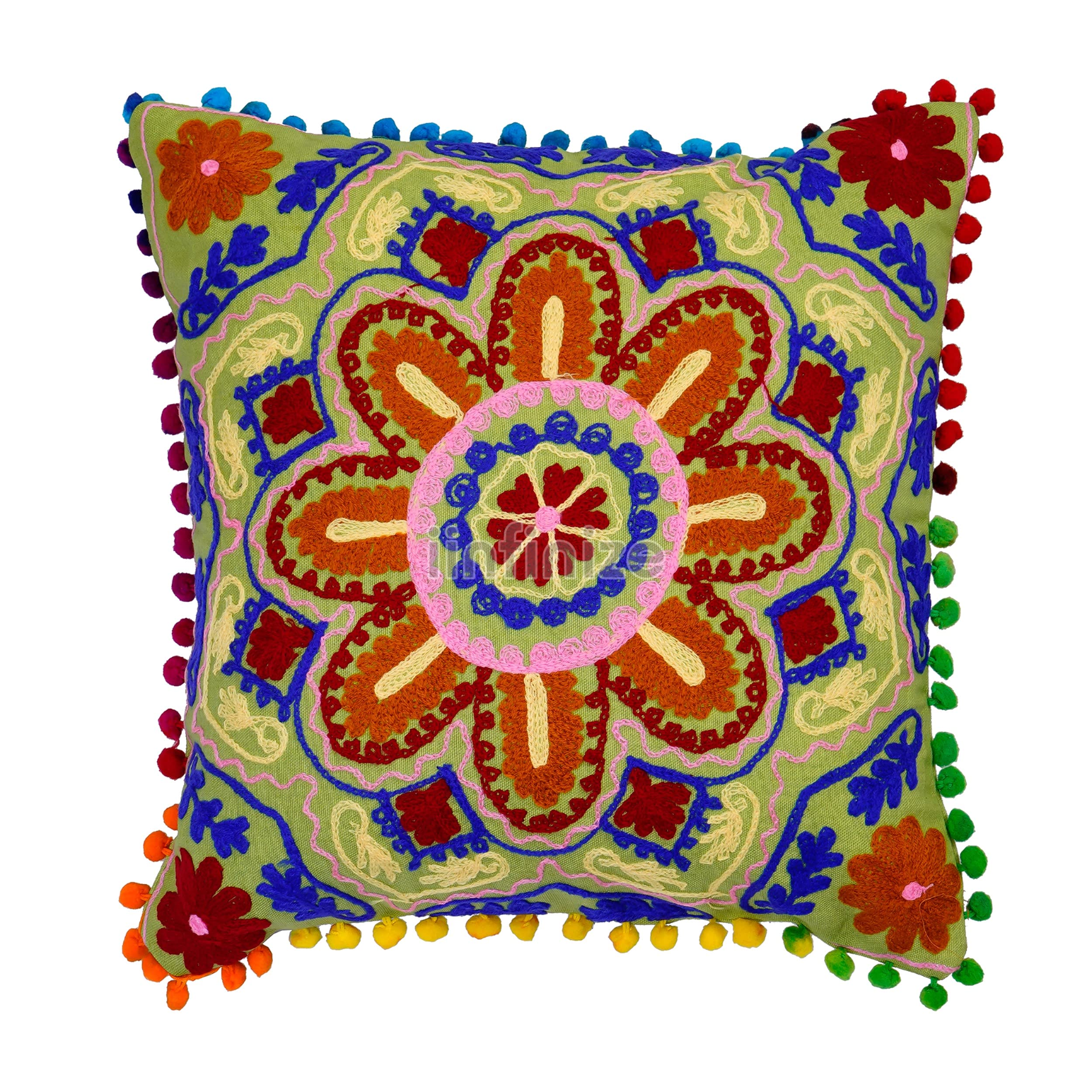 Housse de coussin carrée traditionnelle Suzani pour une maison chaleureuse