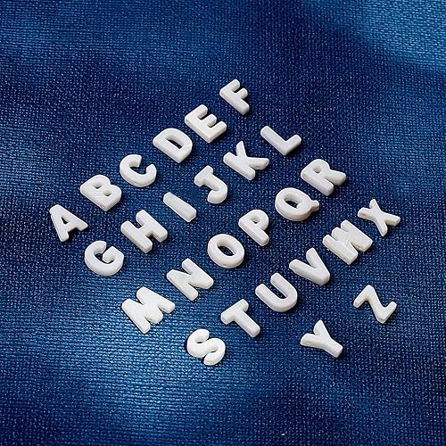 Miniatura 2 de PH PandaHall 26 dijes del alfabeto de la A a la Z, cuentas de conchas naturales de agua dulce, dije de concha de mar para taza de San Valentín,