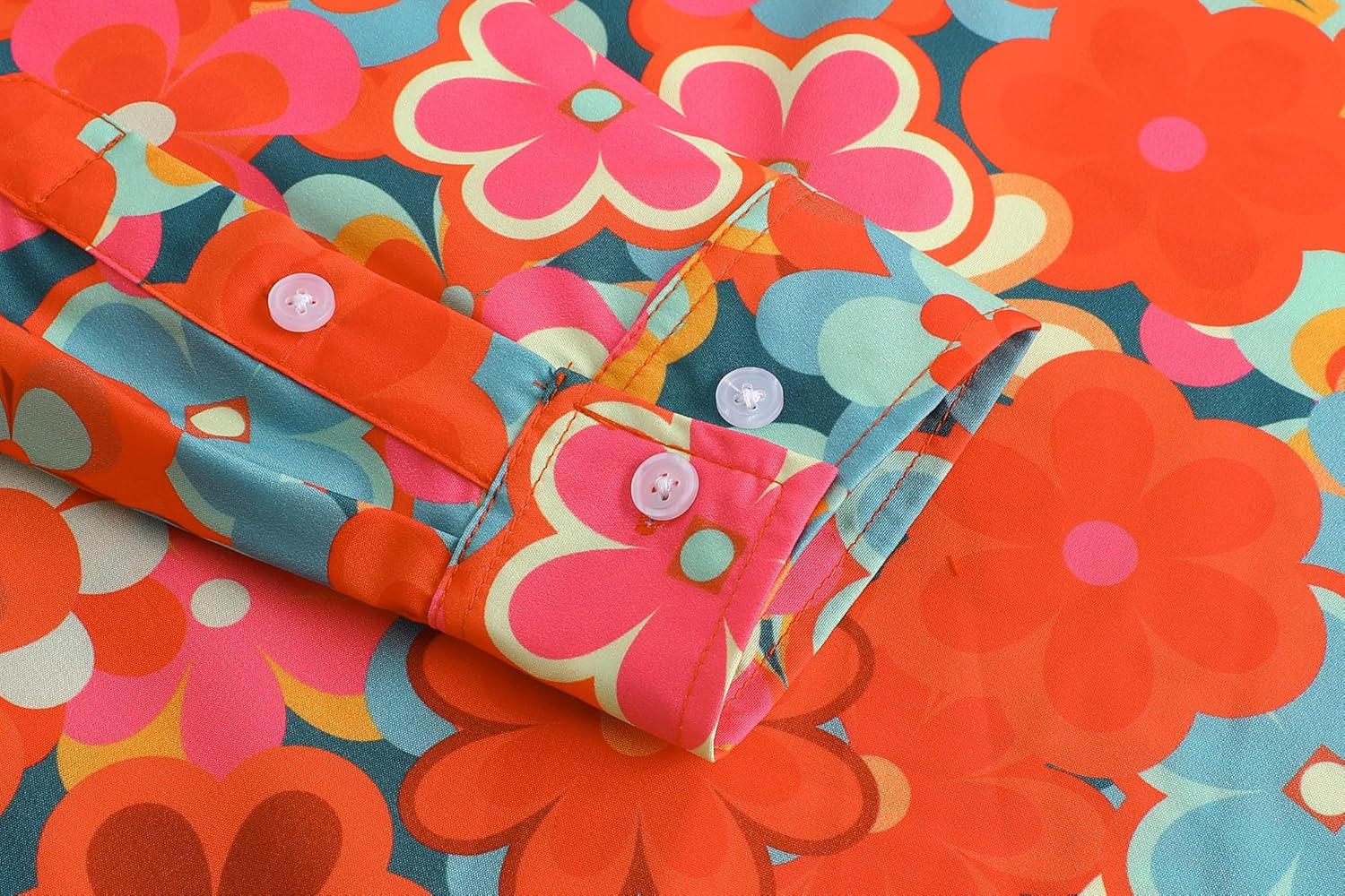 70s Outfits for Men Long Sleeve Casual Button Down 70s Disco Retro Paisley Shirt 70s Floral Vintage Hip Hop Shirts - Image 5