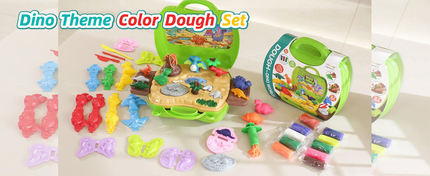 Amazon.com: Dinosaur Color Dough Sets Toys, 37 Pieces Dino Theme