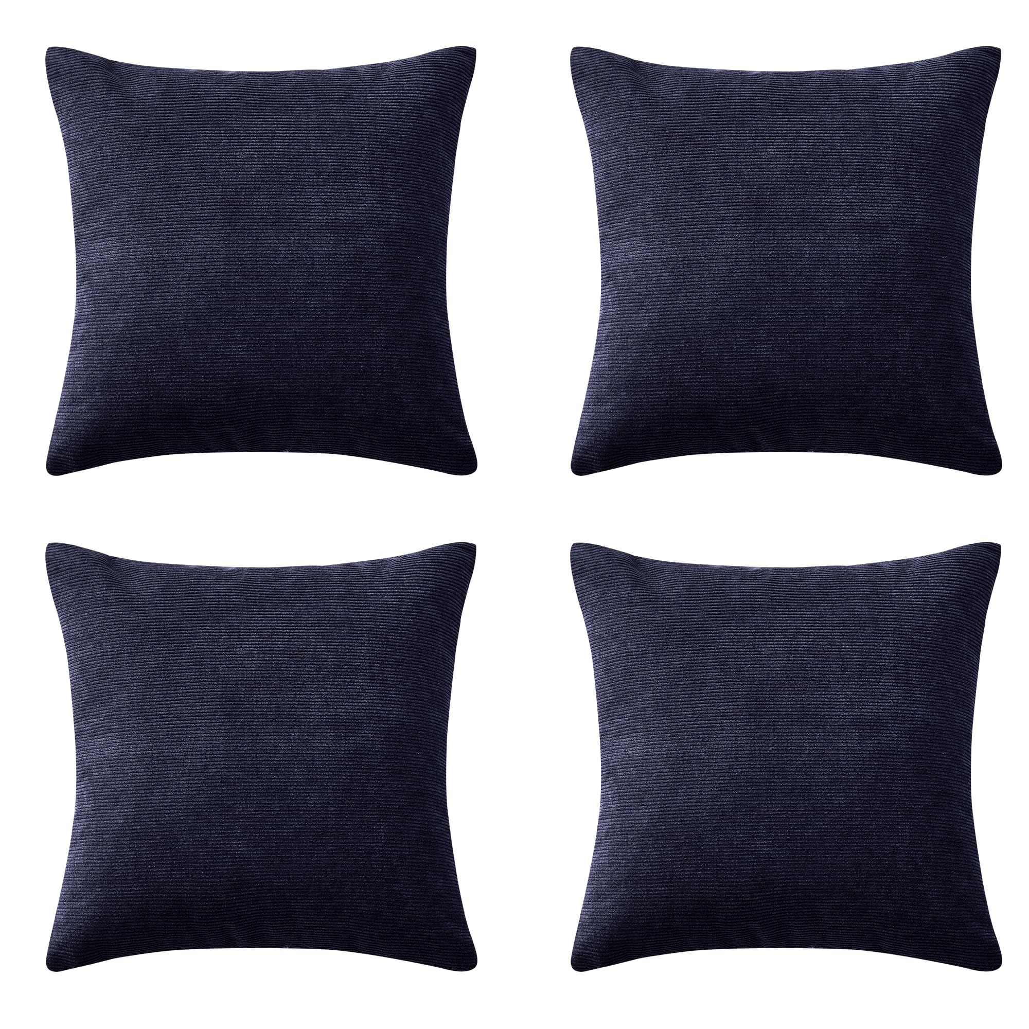 Hafaa Cushions with Covers Included 45 x 45 Cm Pack of 4 (4 Navy Cushion Covers, 4 Cushion Inserts) - Stripe Velvet Square Throw Pillow Case Decorative Sofa Cushion with Invisible Zipper — image 1
