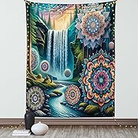 Vista 28 de Ambesonne Tapiz hawaiano, Costa Na Pali en la isla de Kauai en Hawái, día soleado, horizonte de montaña, colgante de pared para dormitorio, sala