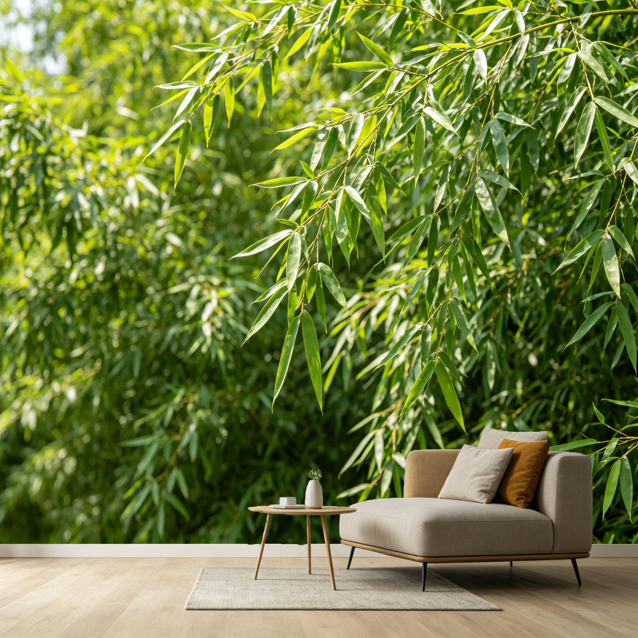 Custom Size Wall Murals Botanical Natural Bamboo Leaves Zen Garden Style SelfAdhesive Wall Fabric Removable Large Wallpaper for Photo Living Room Interior Wall Decor