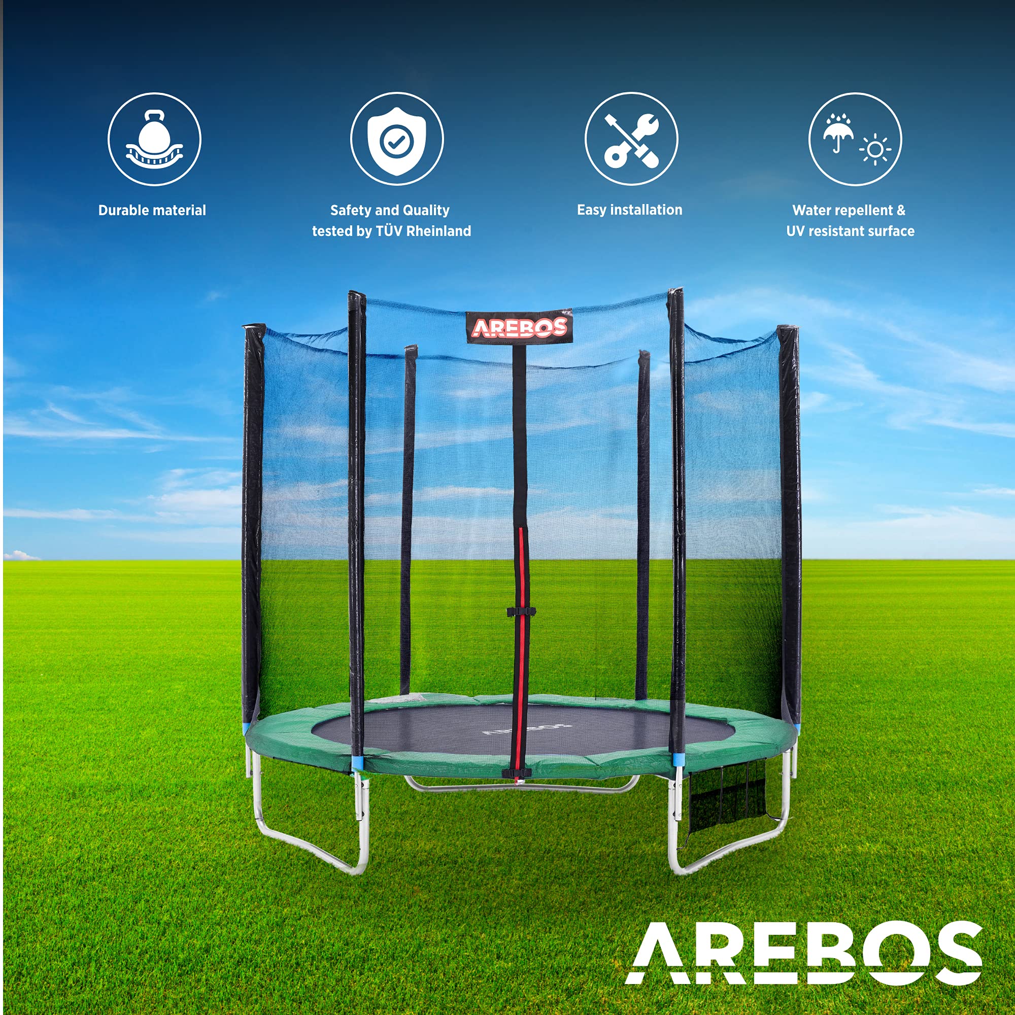 Arebos Osłona krawędzi trampoliny/183, 244, 305, 366, 396, 427, 457 lub 487 cm/zielona (487 cm)