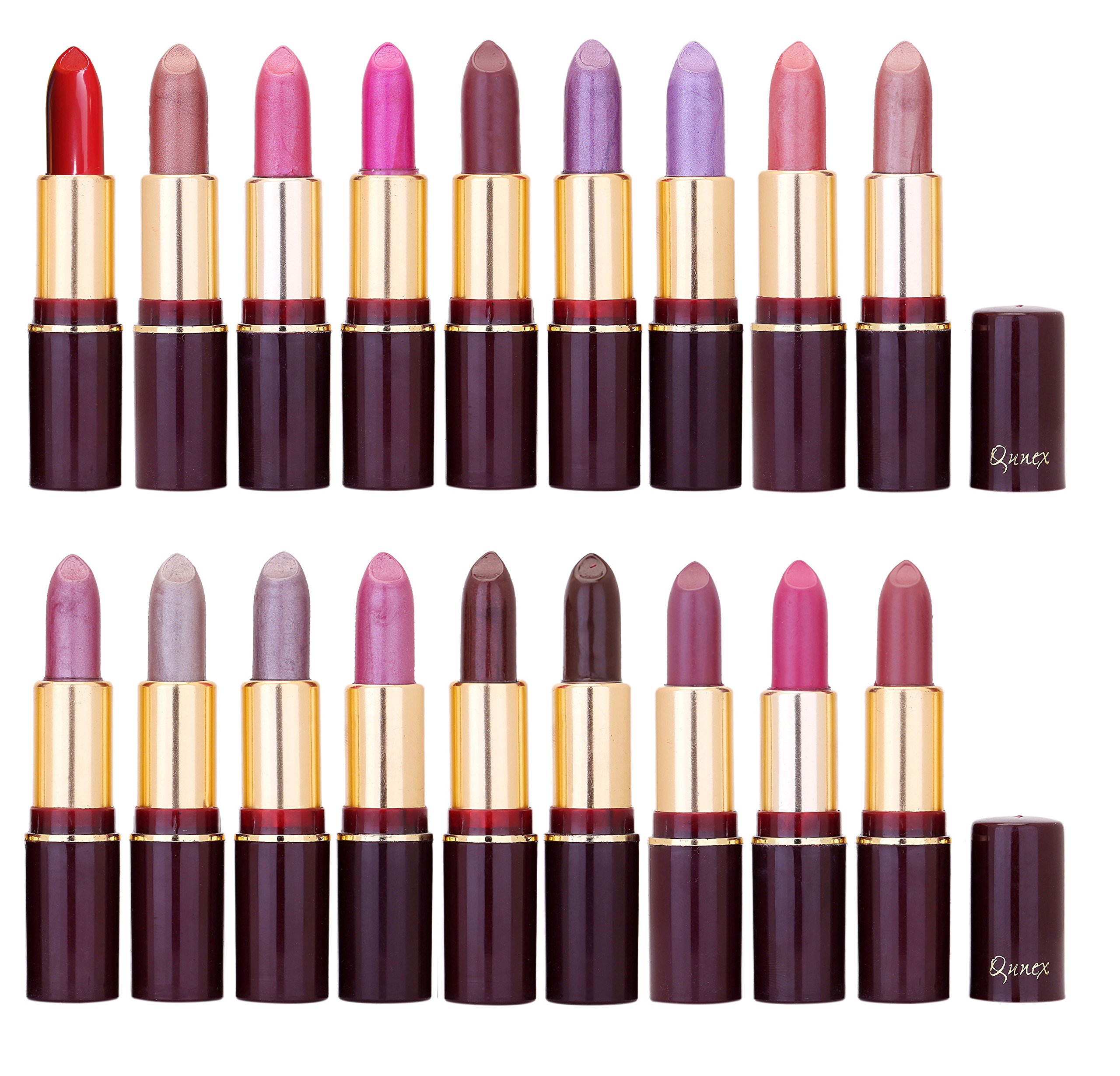 Qunex Women's Super Smooth Long-lasting Lipstick Combo of Red, Brown, Pink, Pink, Brown, Purple, Purple, Pink, Brown, Purple, Silver, Silver, Pink, Brown, Brown, Purple, Pink, Brown Lipstick