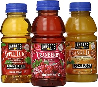 Langers Juice Variety Pack 100% Juice Cocktail, Apple, Orange & Cranberry, 10 Fl Oz (Pack of 12)