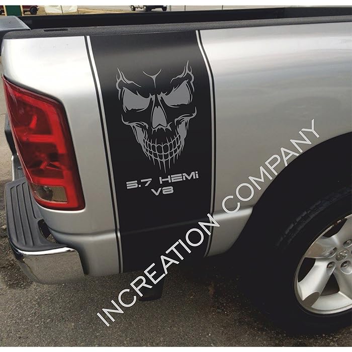 Buy INCreation Company V8 Engine Trucks Rear Side Bed Black Decals